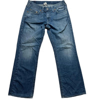 True Religion Bobby Baggy Blue White Stitch Jeans (36W)