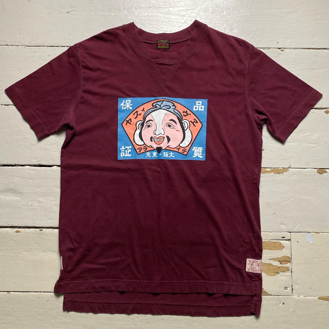 Evisu Burgundy Buddha T Shirt