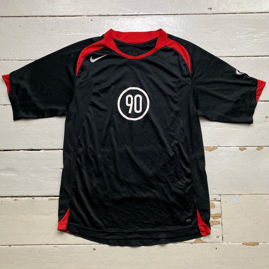 Nike Total 90 Vintage Football Jersey Black Red and White