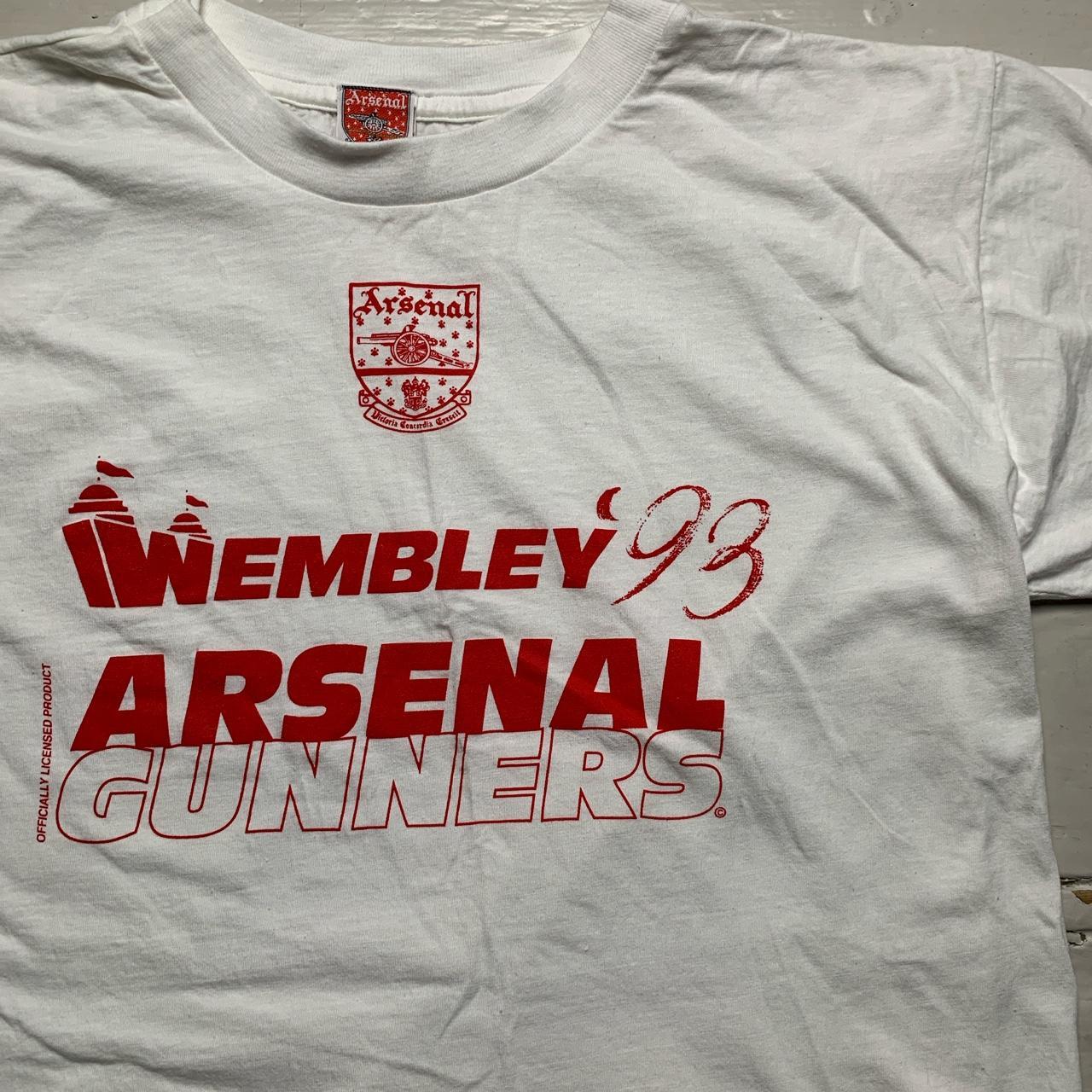 Arsenal Vintage 90’s Wembley 1993 White and Red T Shirt