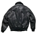 Redskins Black Leather Fur Trim Bomber Flight Jacket (L)