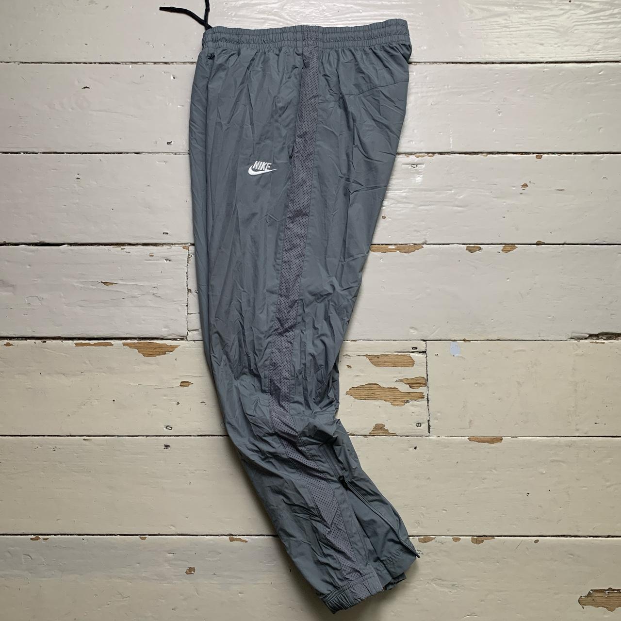 Nike Swoosh Grey and White Shell Track Pant Baggy Bottoms