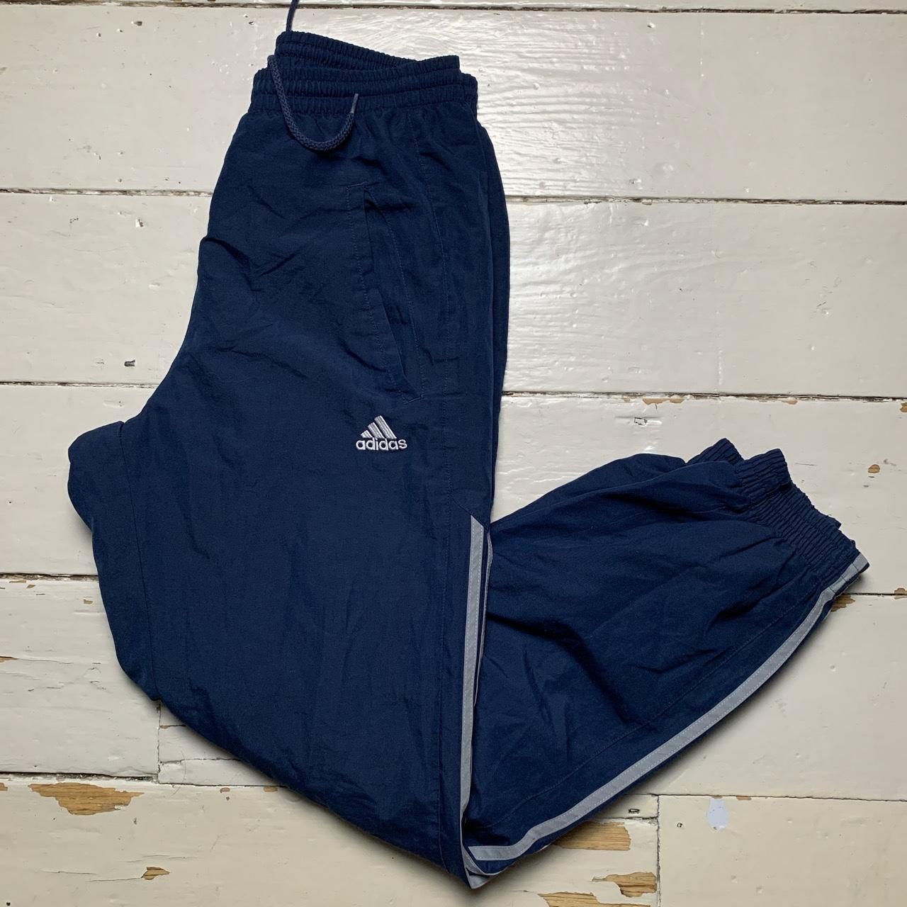 Adidas Baggy Shell Bottoms Navy and Grey Stripes