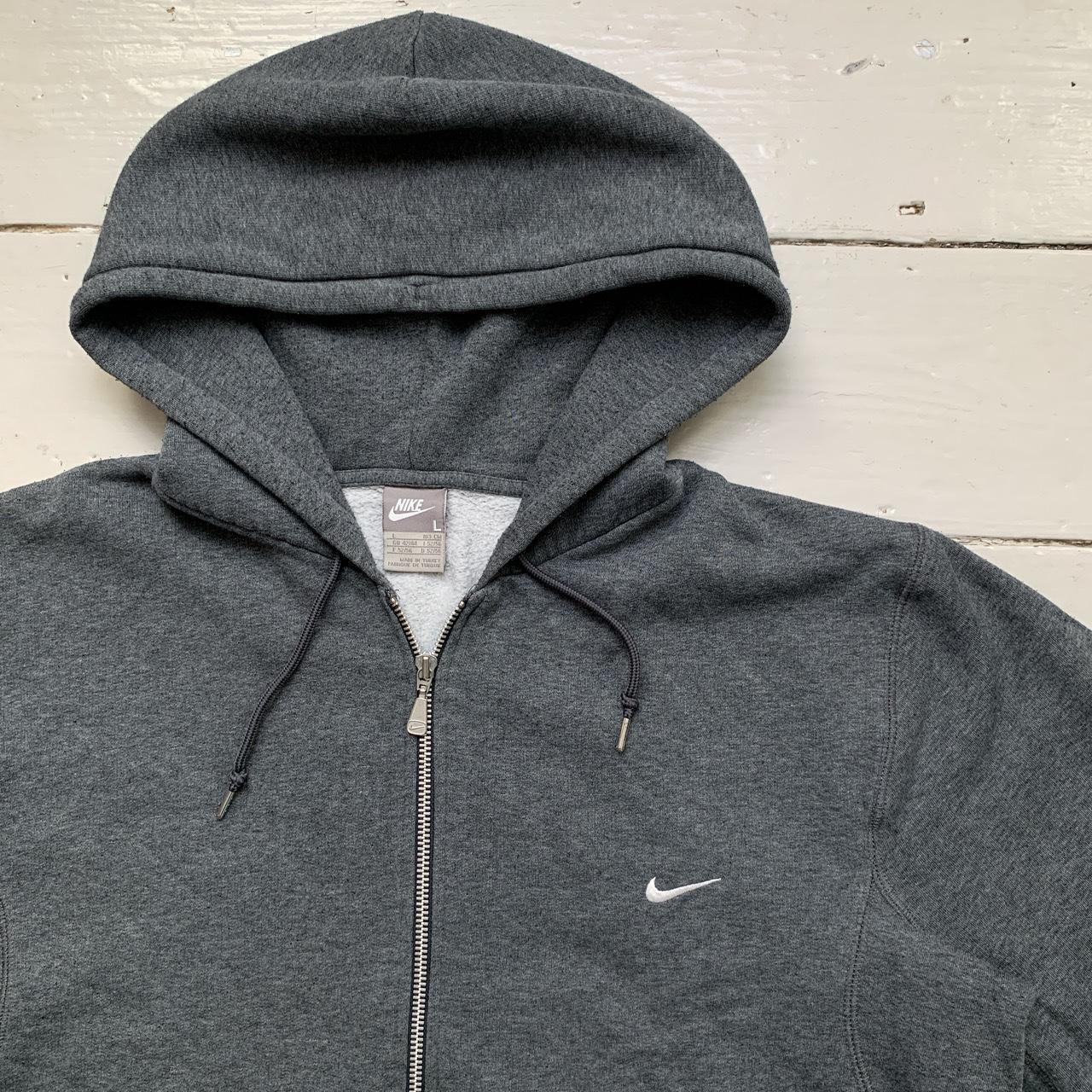 Nike Swoosh Grey and White Vintage Hoodie