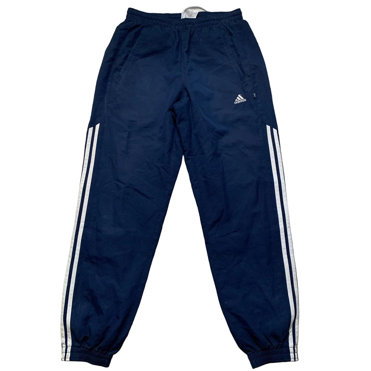 Adidas Navy and White Shell Trackpant Bottoms (S)