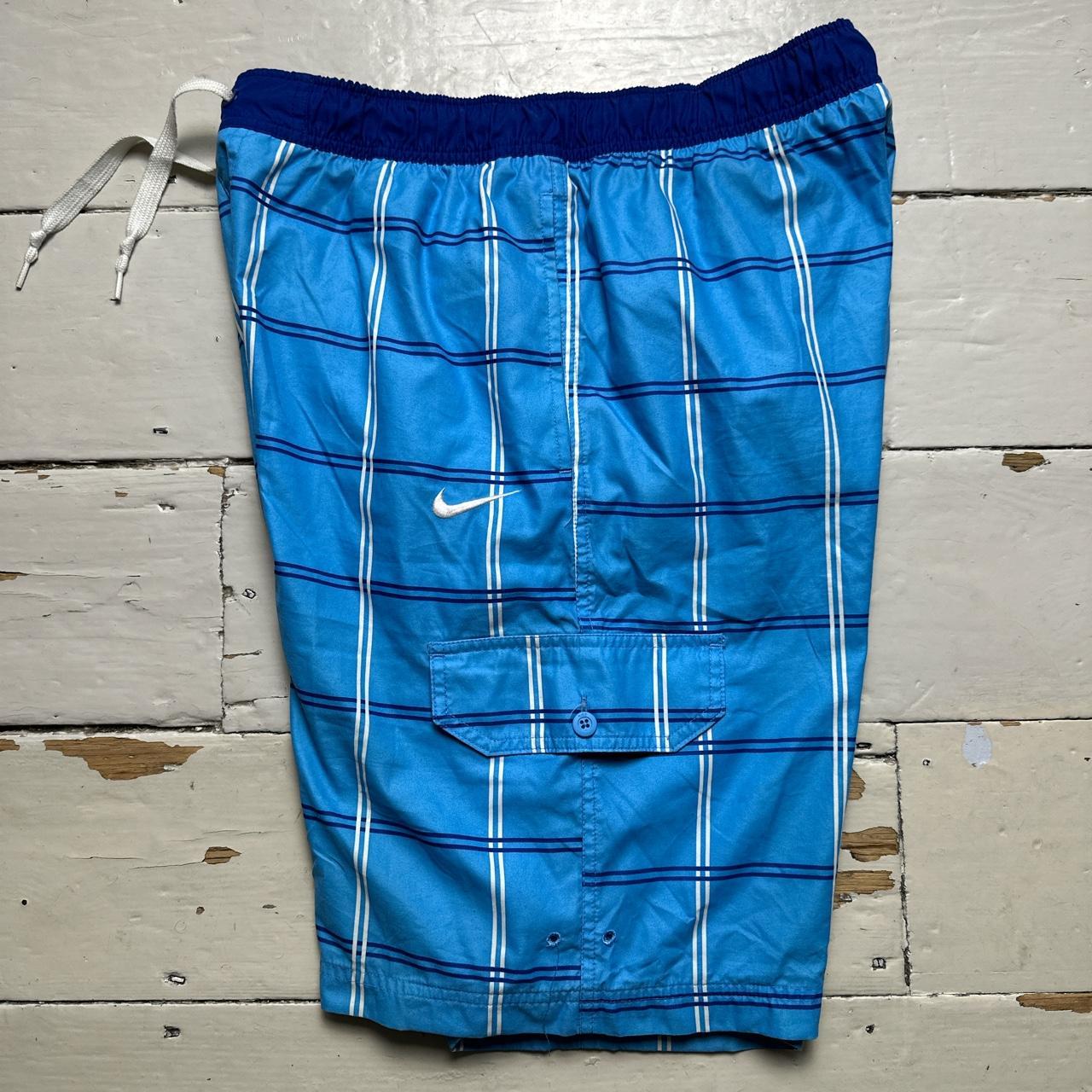 Nike Swoosh Swim Cargo Shorts Blue and White