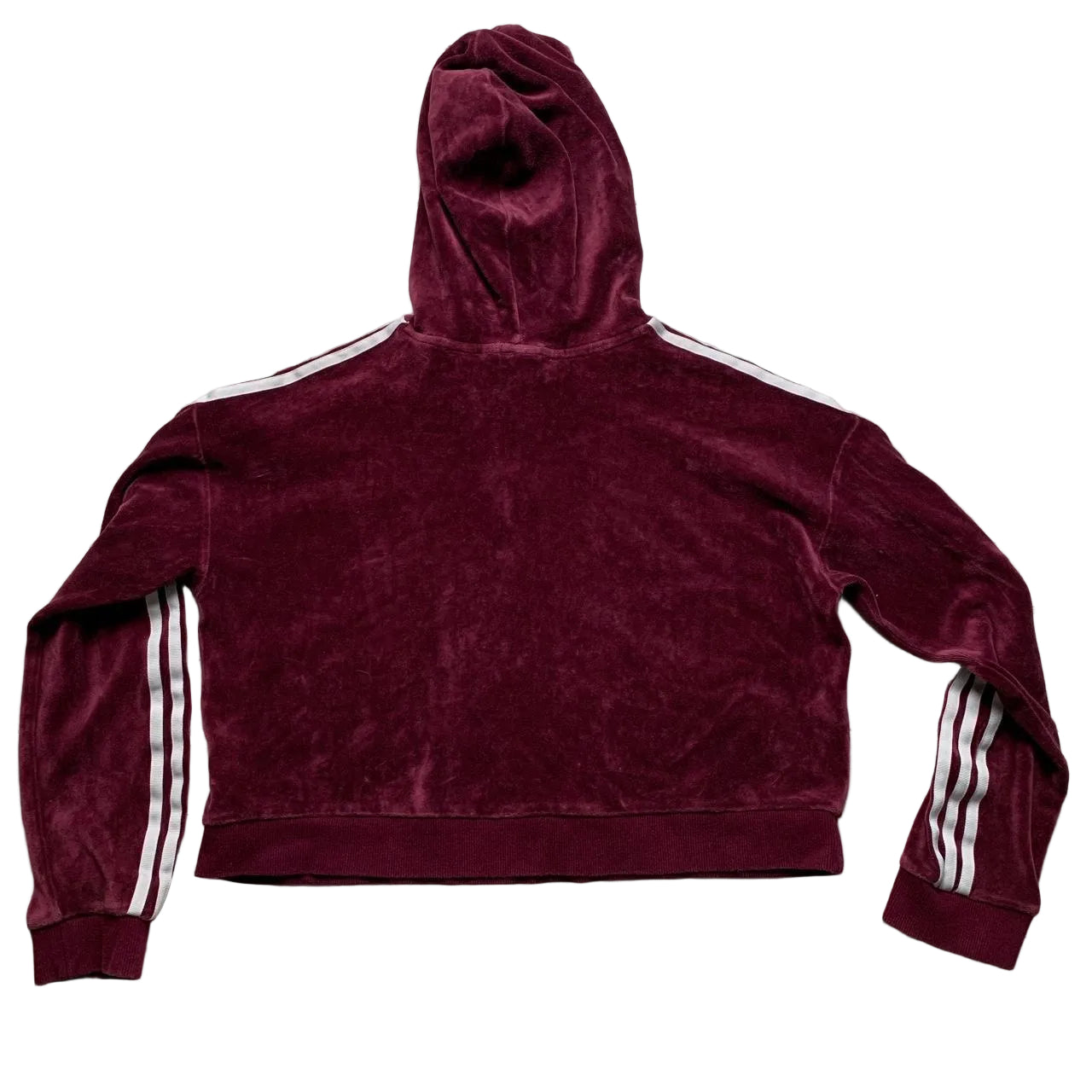 Adidas Velour Womens Hoodie Burgundy and White (S)