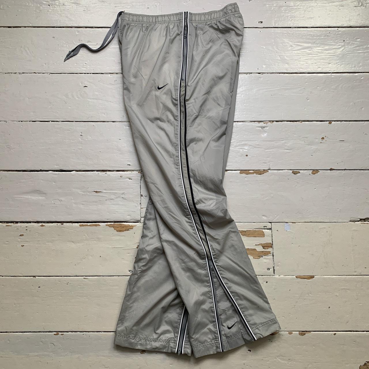 Nike Swoosh Shell Silver and Black Baggy Trackpant Bottoms