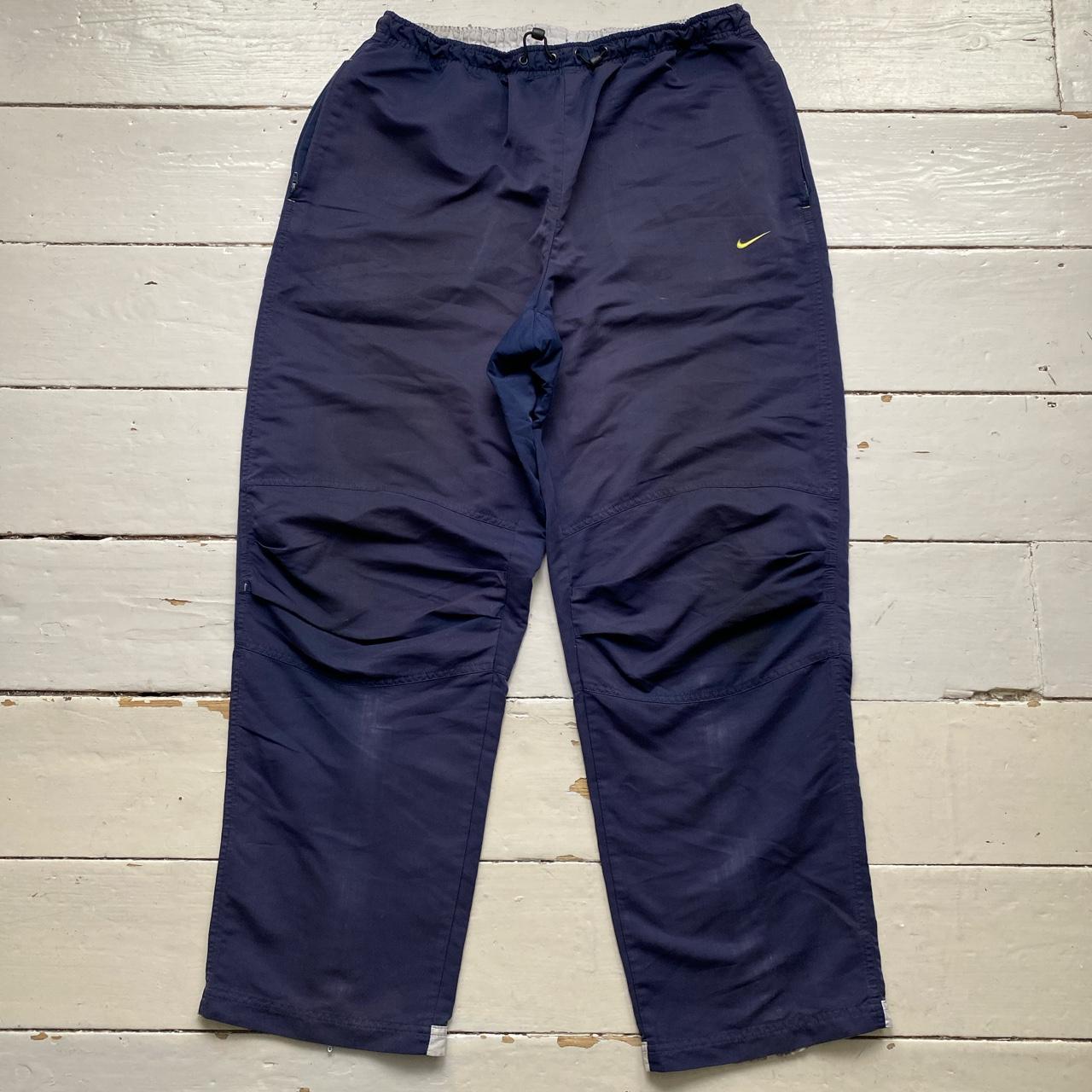 Nike Vintage Baggy Navy and Green Shell Track Pant Bottoms