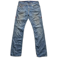 True Religion Light Blue Red White and Red Big Stitch Baggy Ricky Jean (30W)