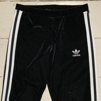 Adidas Velour Black and White Leggings Bottoms