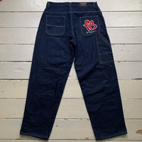 FUBU Vintage Carpenter Baggy Hip Hop Cargo Navy White Stitch Jeans