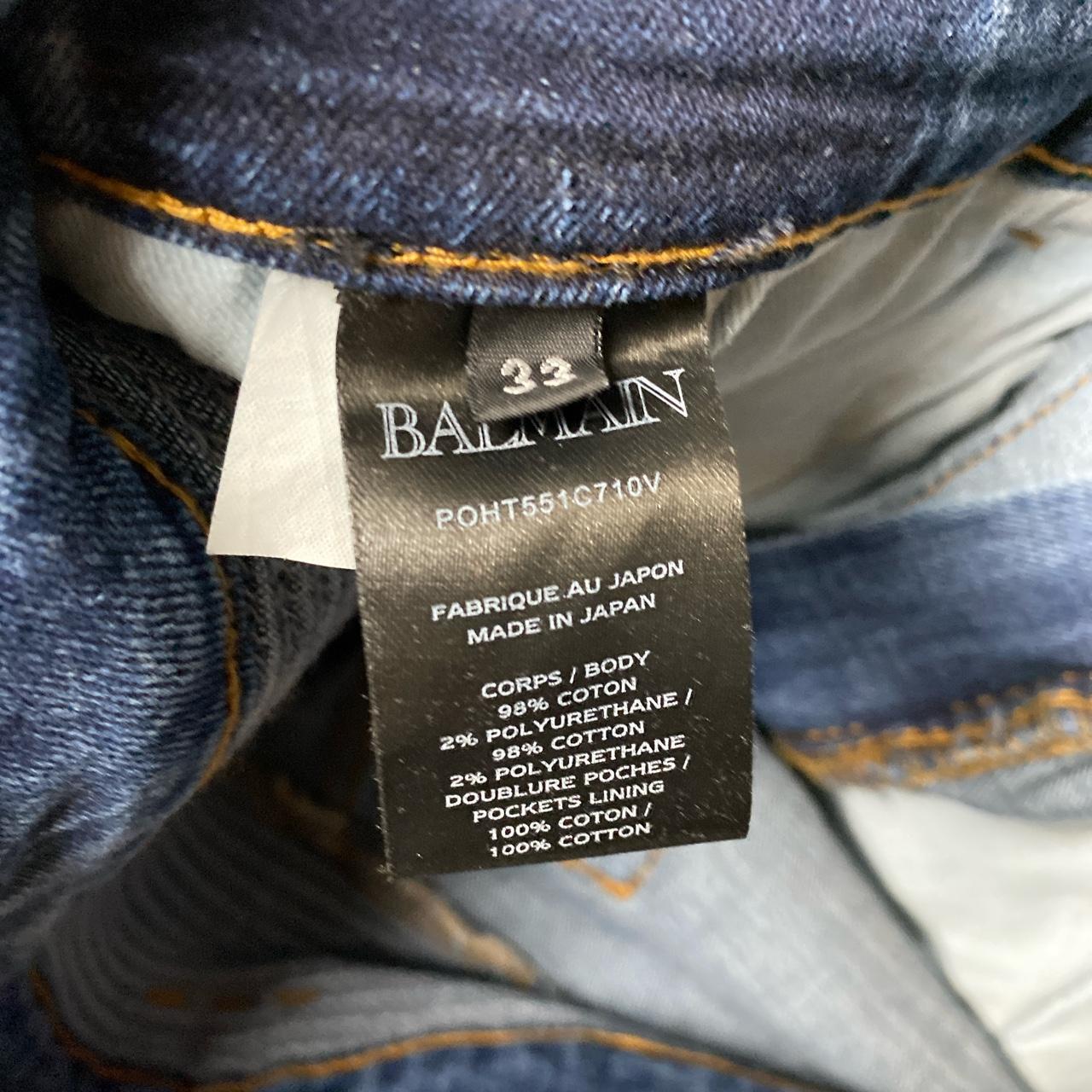 Balmain Navy Ribbed Motorcycle Jeans