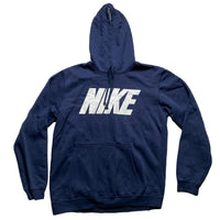 Nike Club Big Spellout Navy and White Hoodie (L)