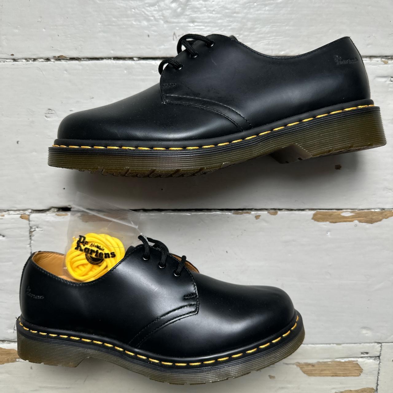 Dr Martens Low Shoes Black and Yellow Stitch