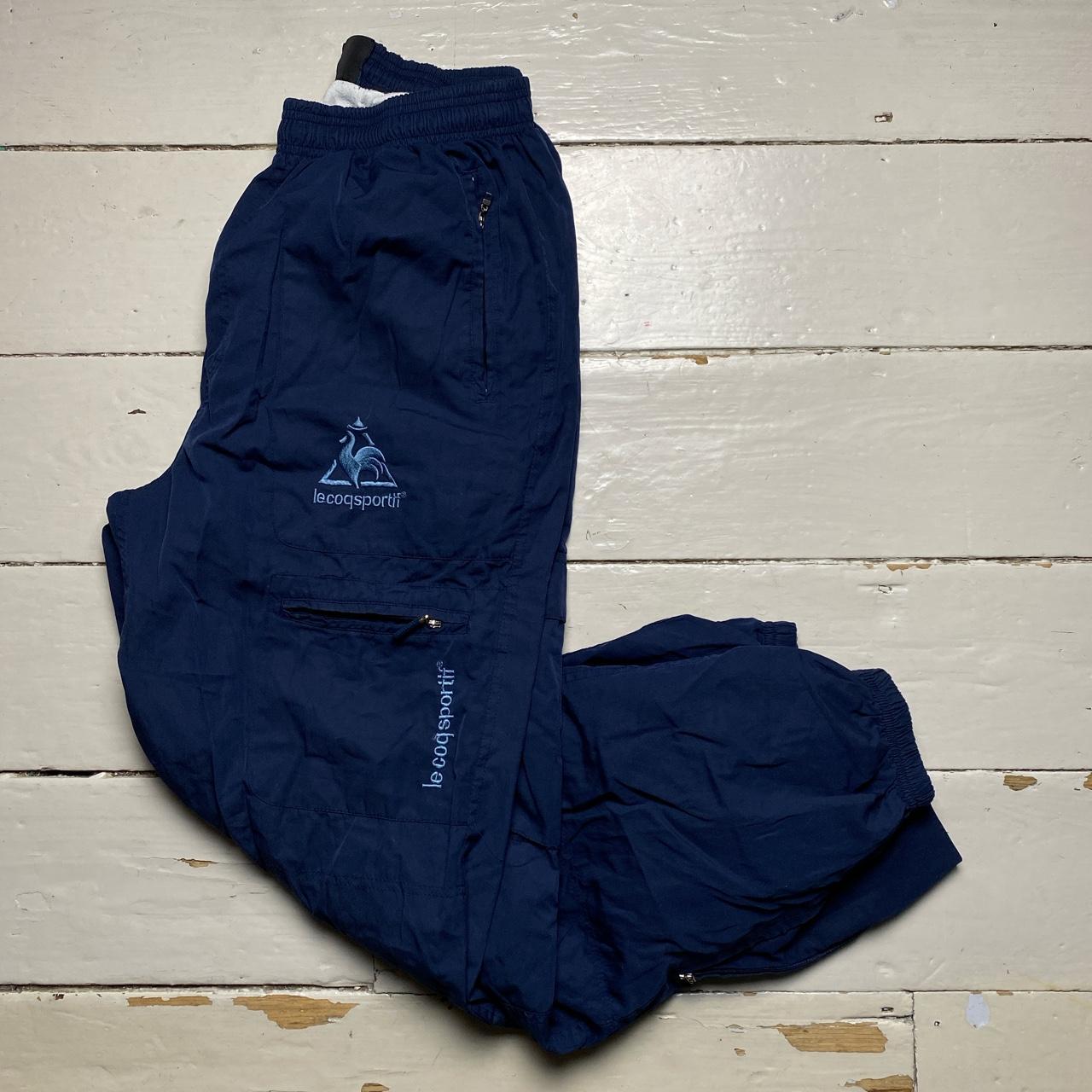 Le Coq Sportif Vintage Navy and Blue Baggy Shell Track Pant Bottoms