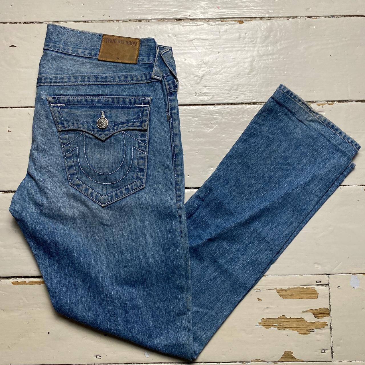 True Religion Ricky Blue and White Stitch Jeans