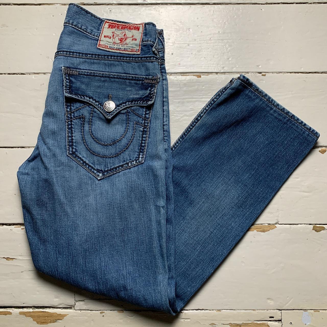 True Religion Billy Giant Big T Big Grey Stitch and Blue Jeans