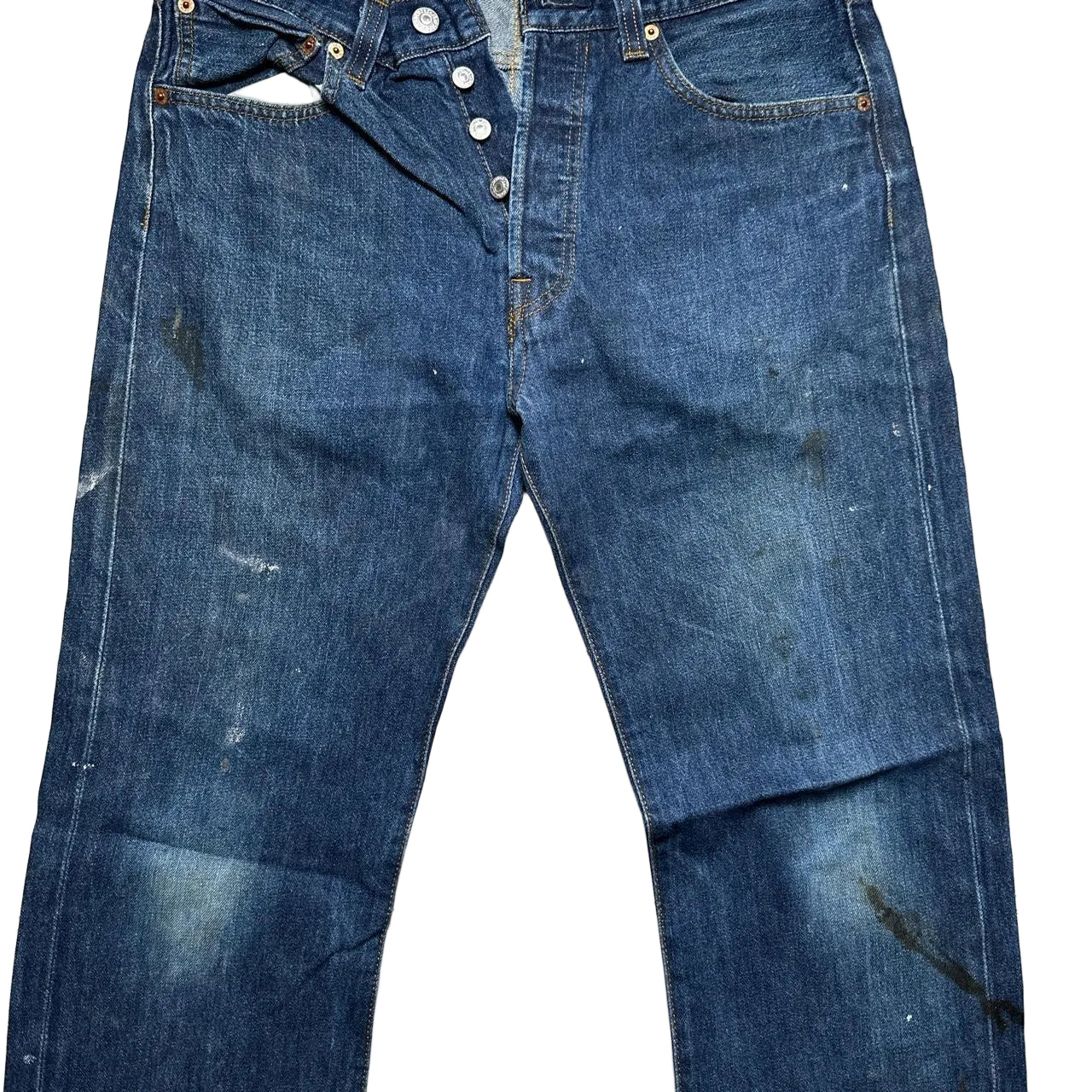 Levis 501 Vintage Navy Distressed Jeans (32W)