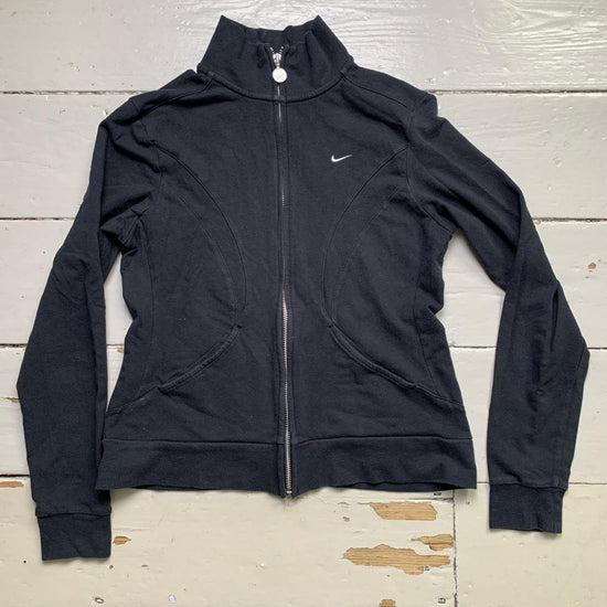 Nike Swoosh Black and White Womens Vintage Zip Jumper