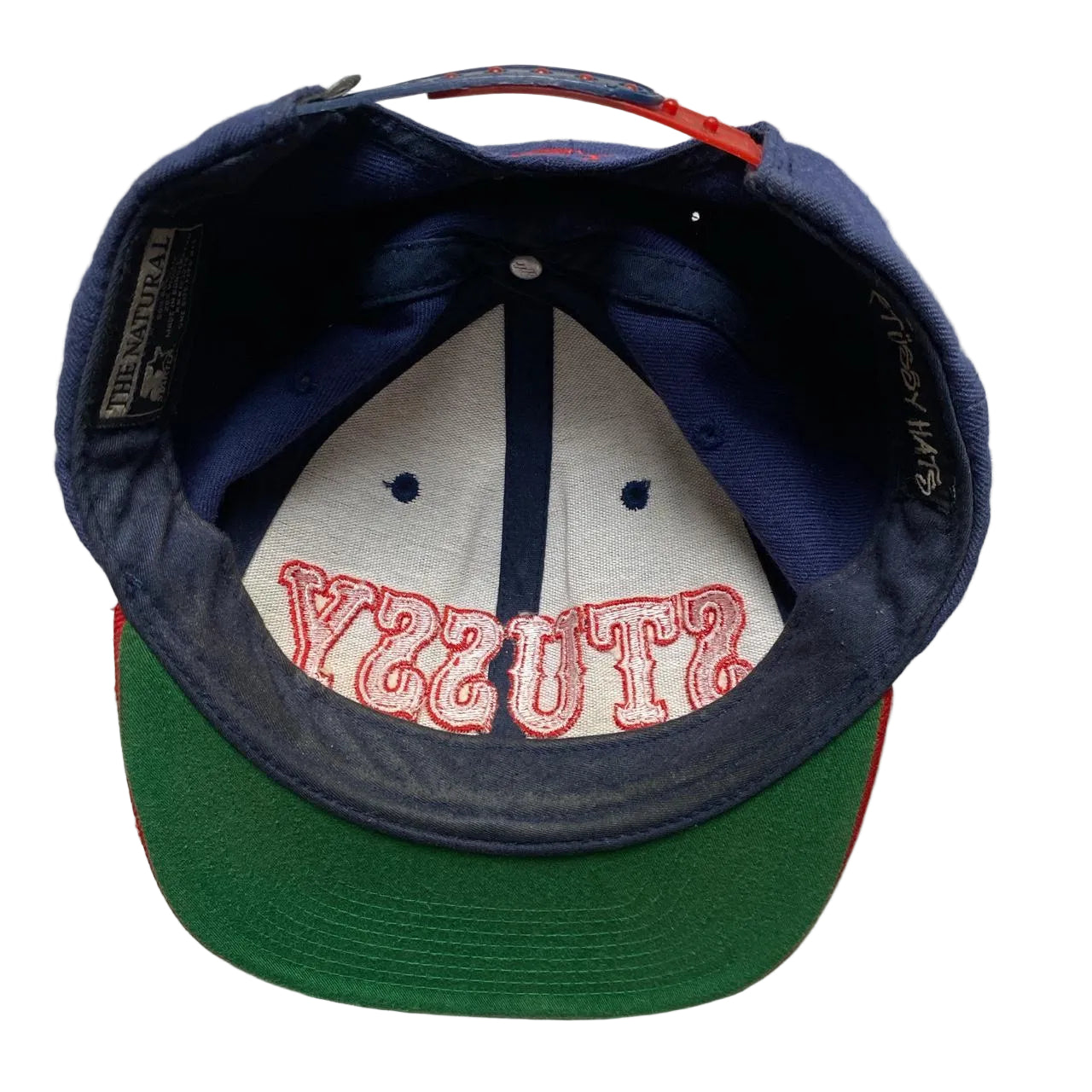 Stussy Vintage Green Brim Navy and Red Circus Snapback Cap