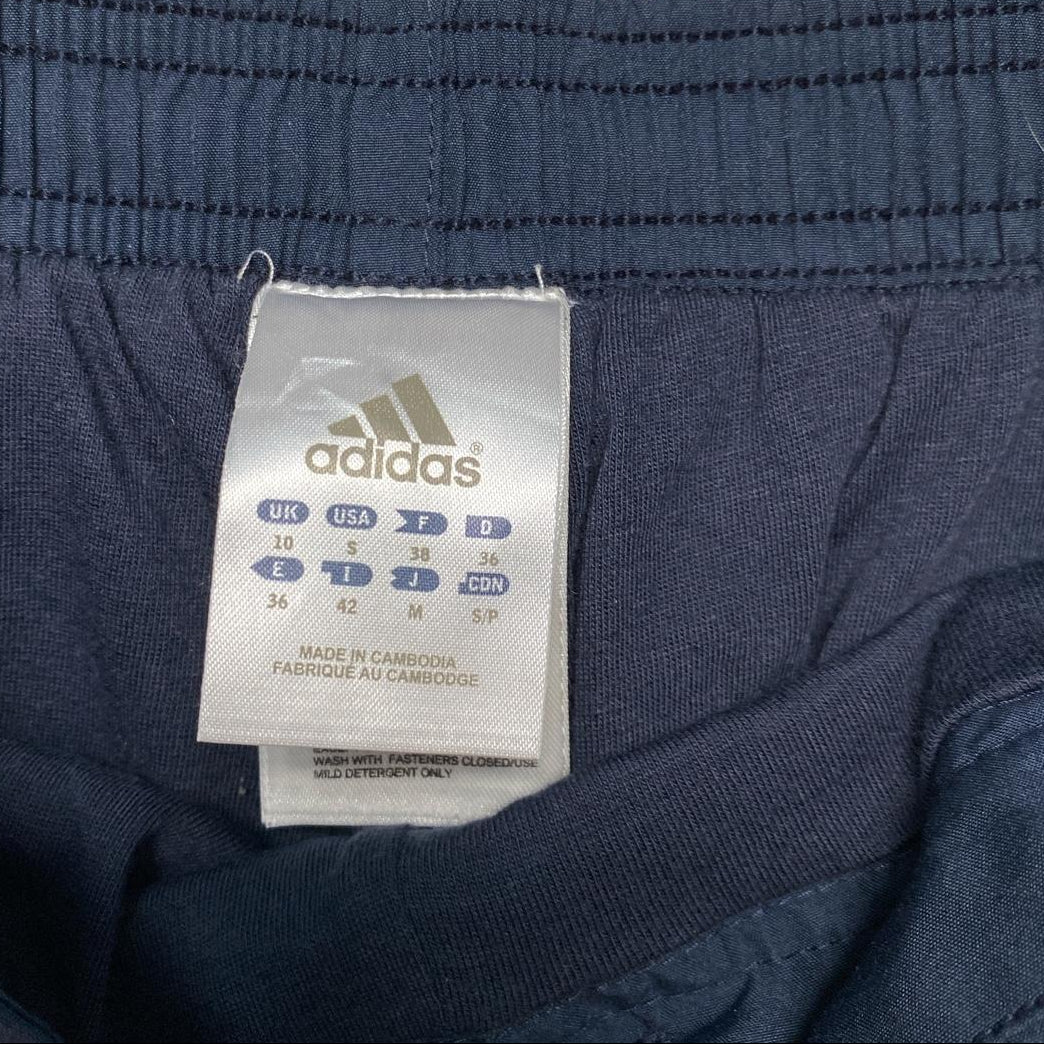 Adidas Navy Vintage Baggy Shell Track Pant Bottoms White Stripe (S)