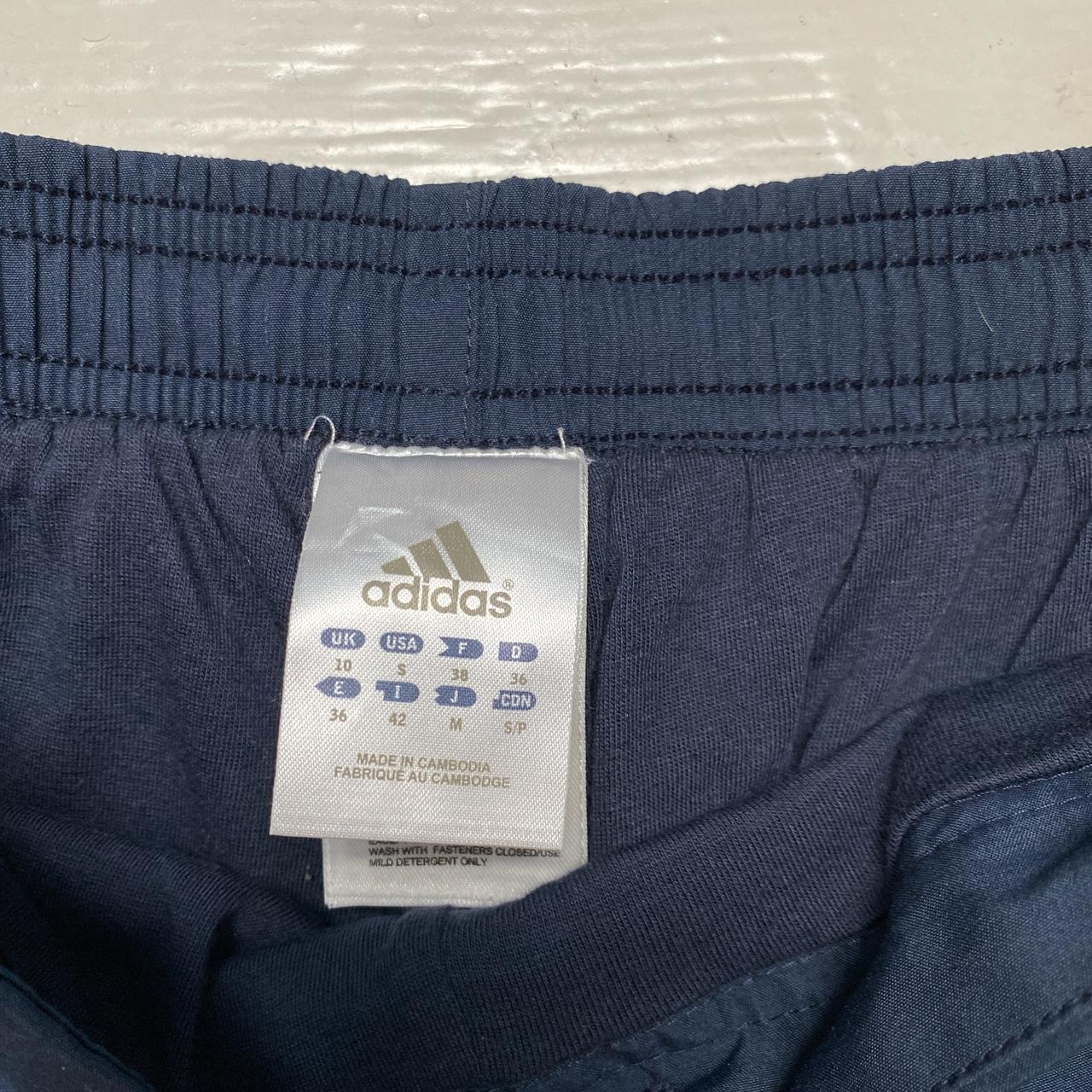 Adidas Navy Vintage Baggy Shell Track Pant Bottoms White Stripe