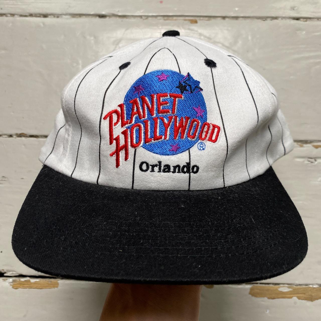 Planet Hollywood Orlando Pin Stripe Vintage White and Black Cap