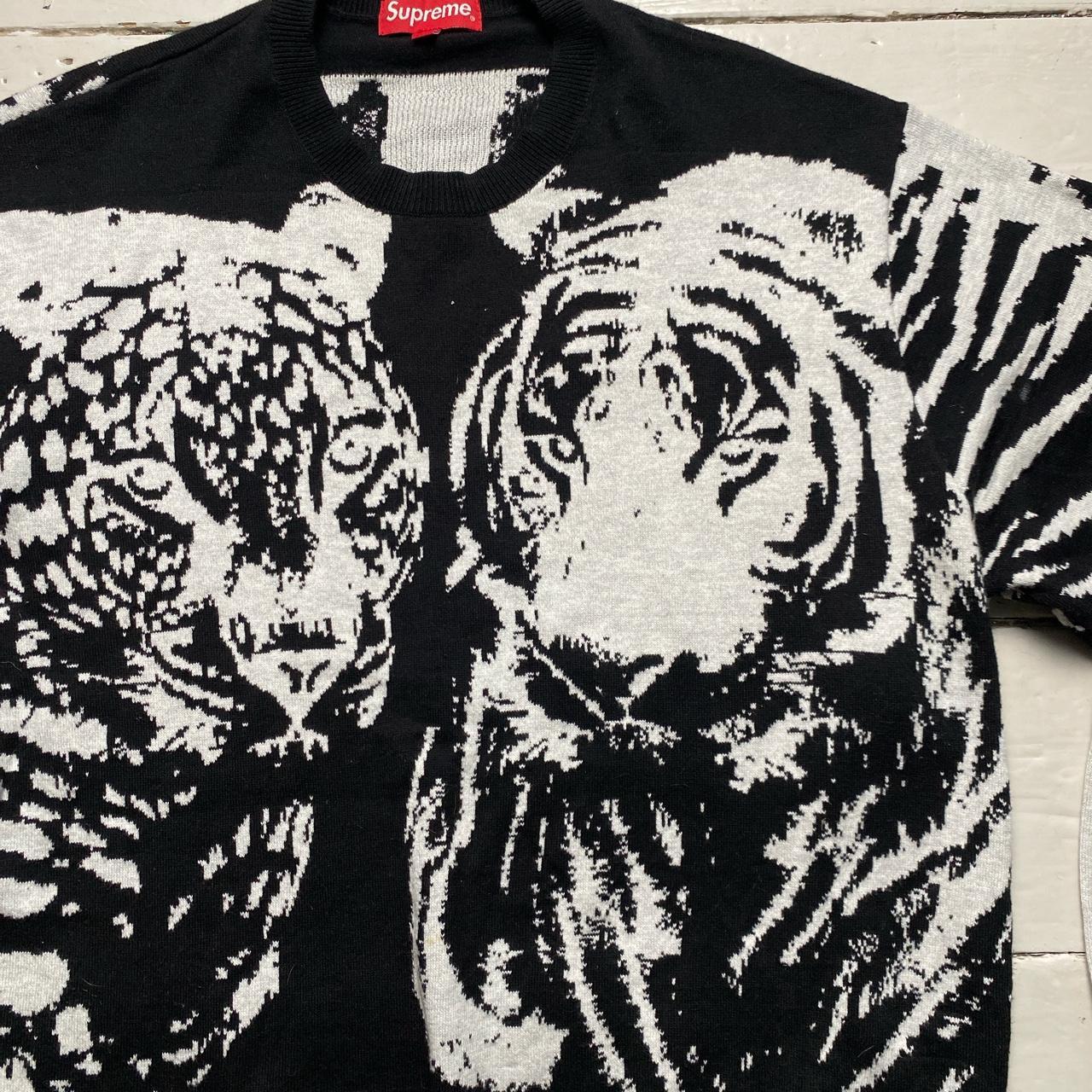 Supreme Big Cats Tiger Cheetah Black and White Jacquard Jumper