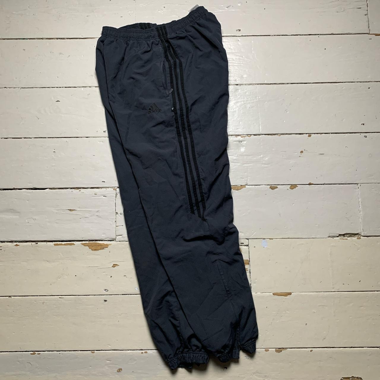 Adidas Baggy Shell Bottoms Grey and Black Stripes