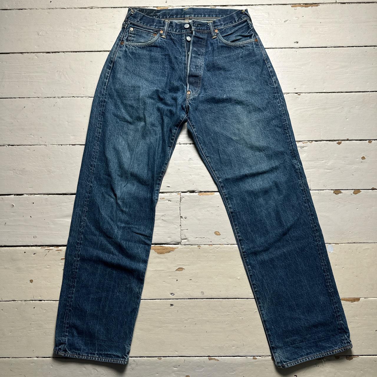 Evisu Big Daicock Swoosh Navy and Red Baggy Jeans