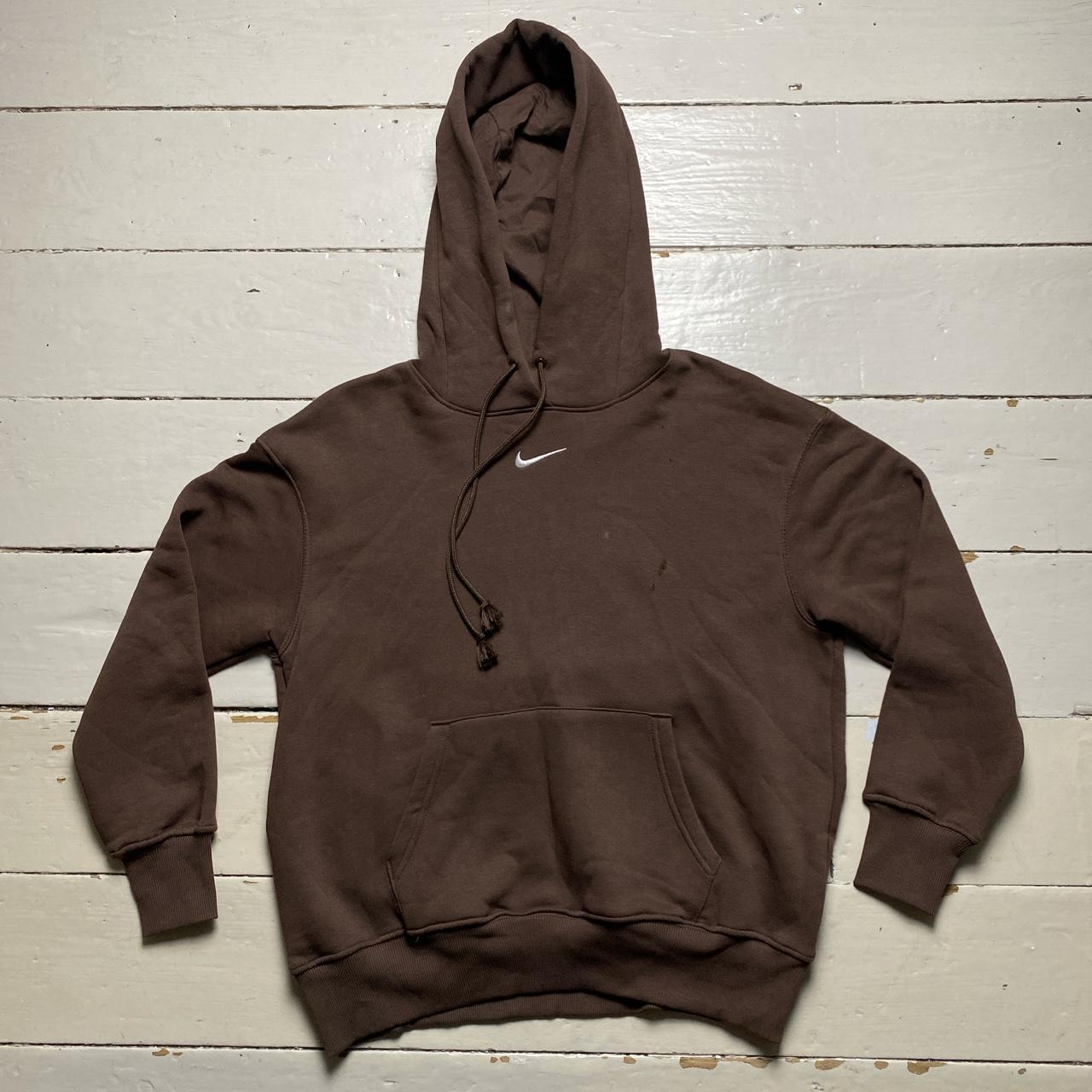 Nike Centre Swoosh Brown and White Hoodie