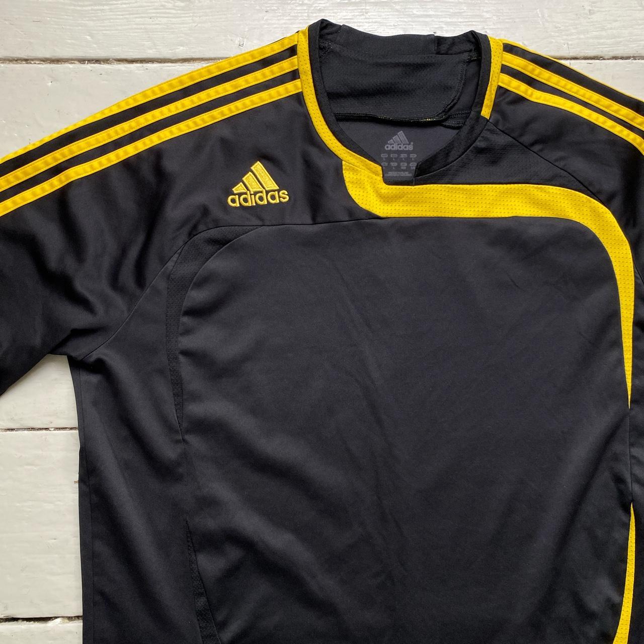 Adidas Black and Yellow Vintage Football Jersey