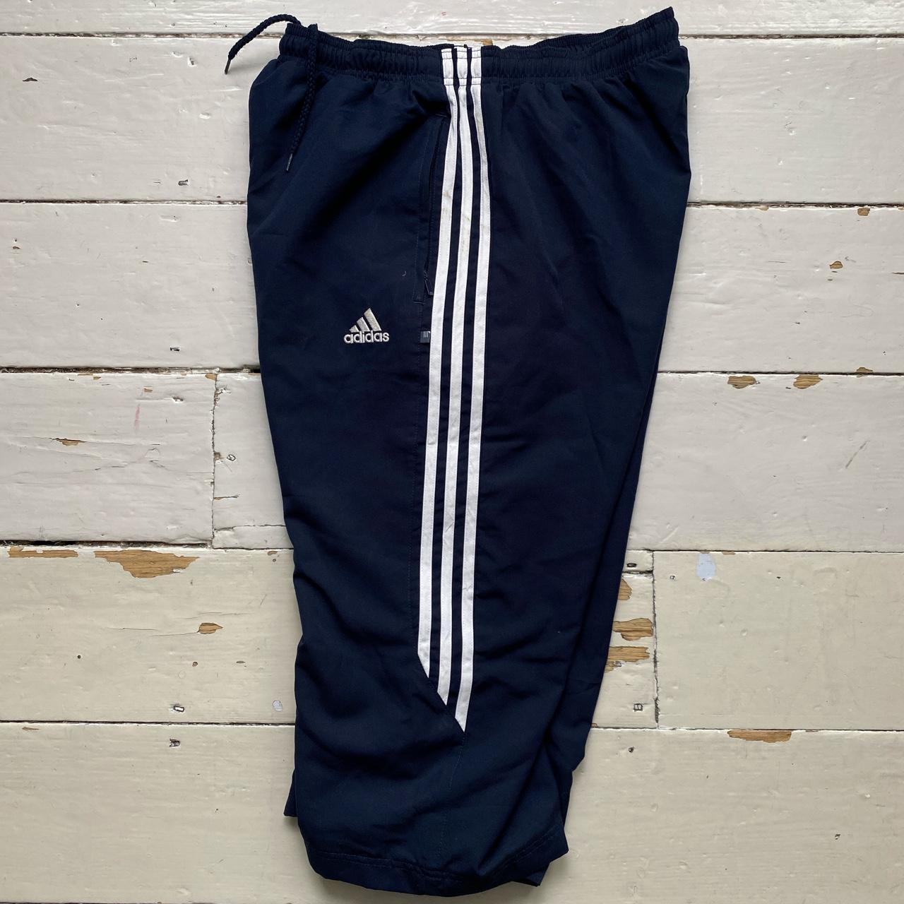 Adidas Navy and White Baggy Shell Track Pant 3/4 Shorts