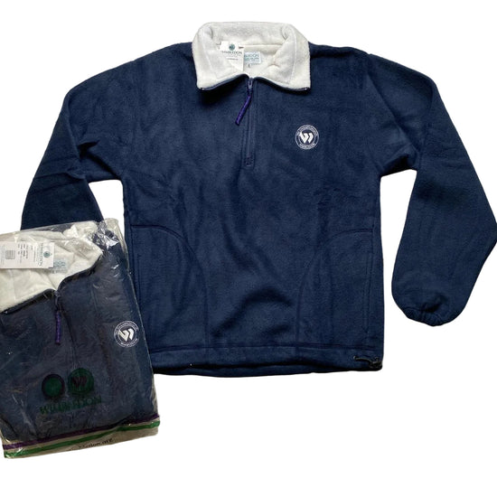 Wimbledon Vintage 90’s Fleece Quarter Zip Jumper Navy and White (XS)