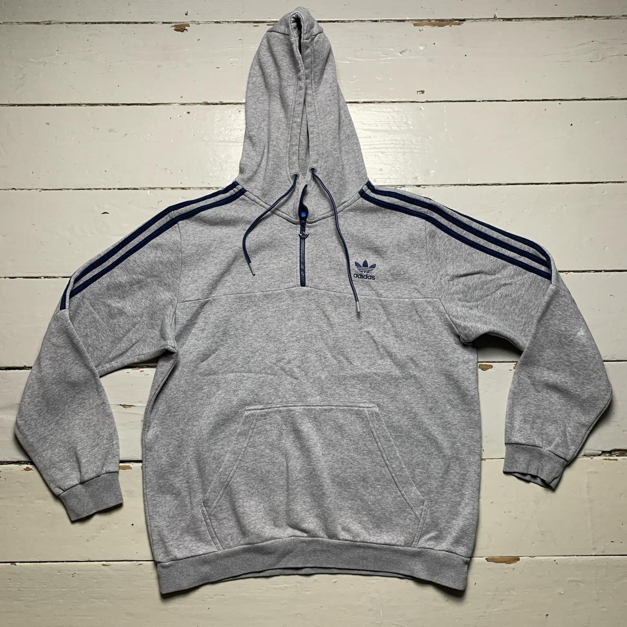 Adidas Navy Stripes and Grey Quarter Zip Hoodie