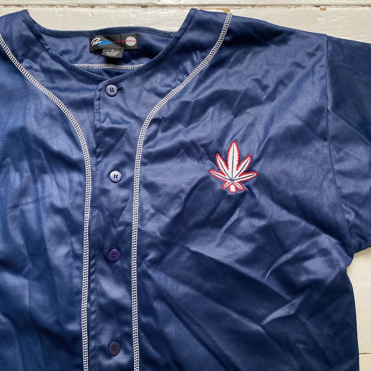 Raw Blue Marijuana Weed Vintage Satin Baseball Jersey Shirt