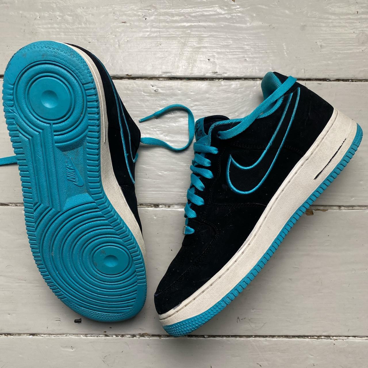 Nike Air Force 1 Black Light Blue and White