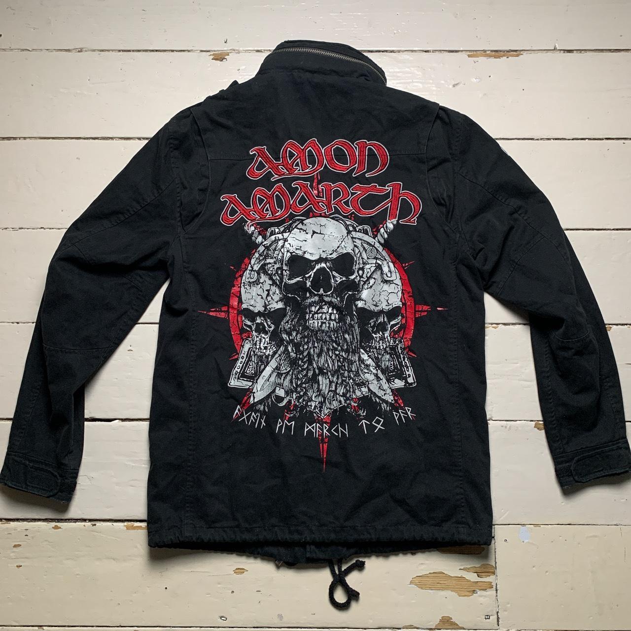 Amon Amarth Vintage Black Red and White Skulls Jacket