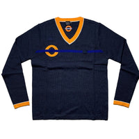 Workwear Navy and Orange V Neck Jumper (S)