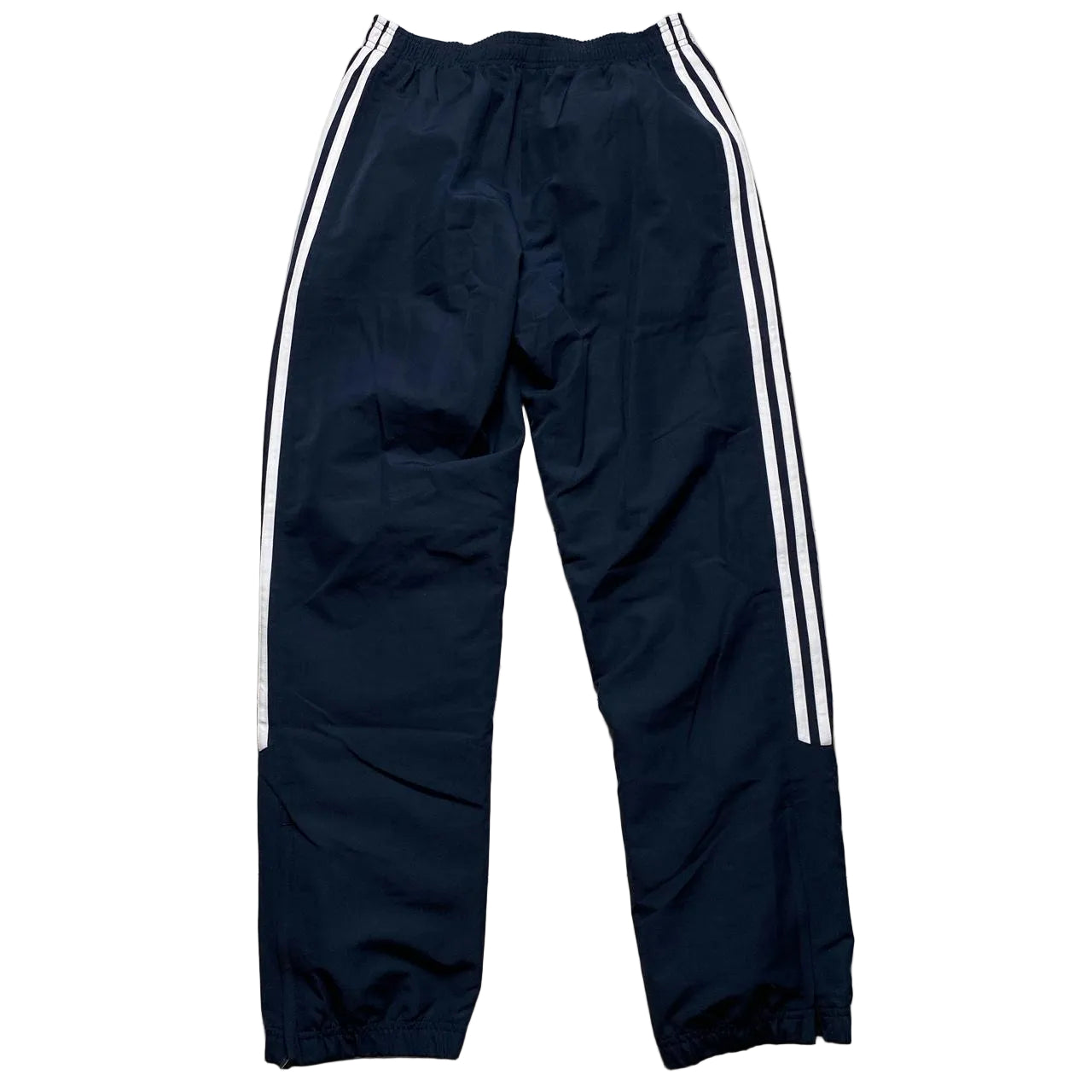 Adidas Navy Vintage Baggy Shell Track Pant Bottoms White Stripe (S)