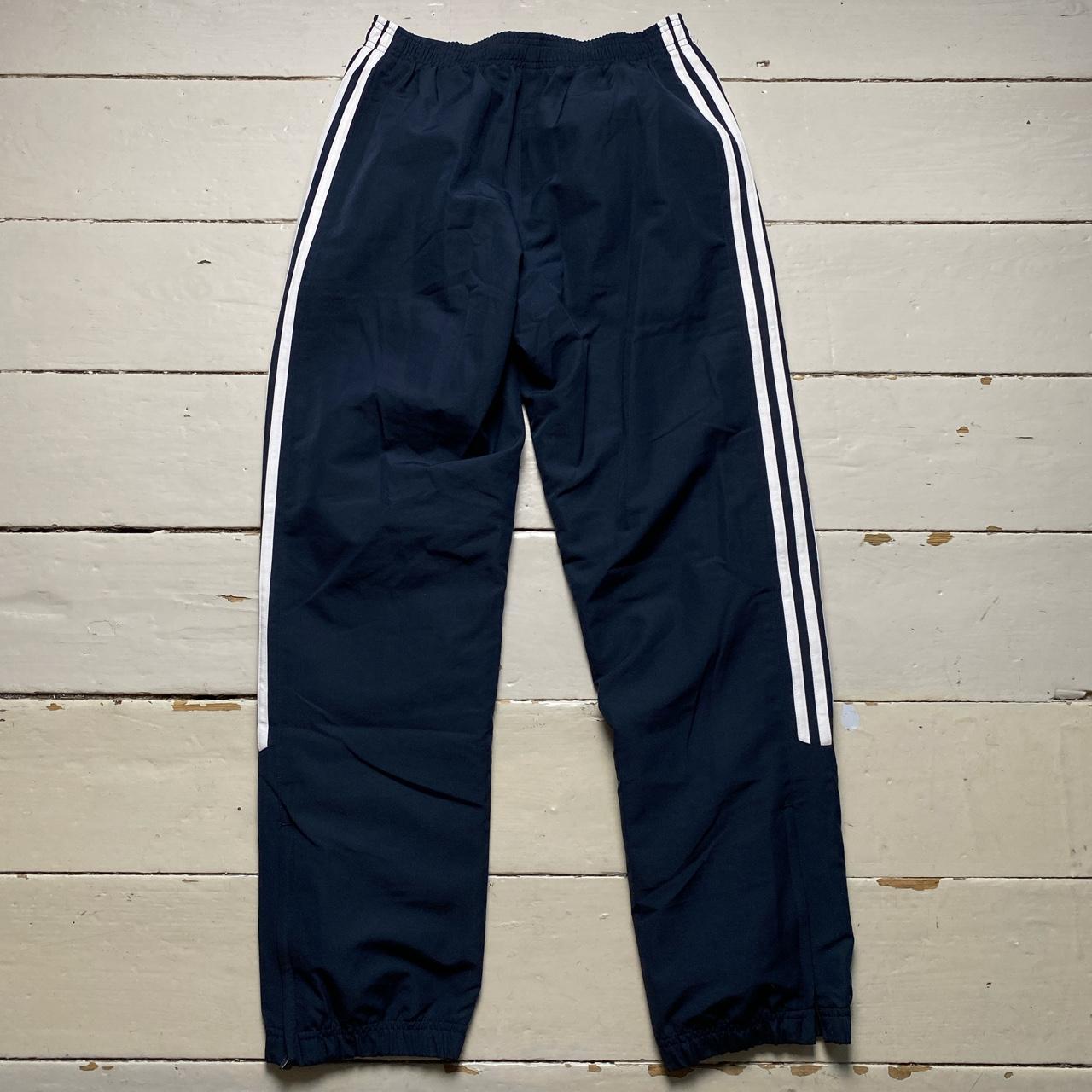 Adidas Navy Vintage Baggy Shell Track Pant Bottoms White Stripe