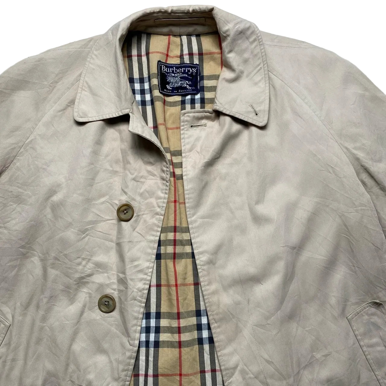 Burberry Burberrys Vintage Cream Nova Check Trench Coat (UK 10)
