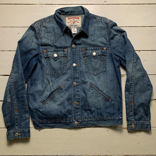 True Religion Johnny Jacket Denim Distressed Jacket