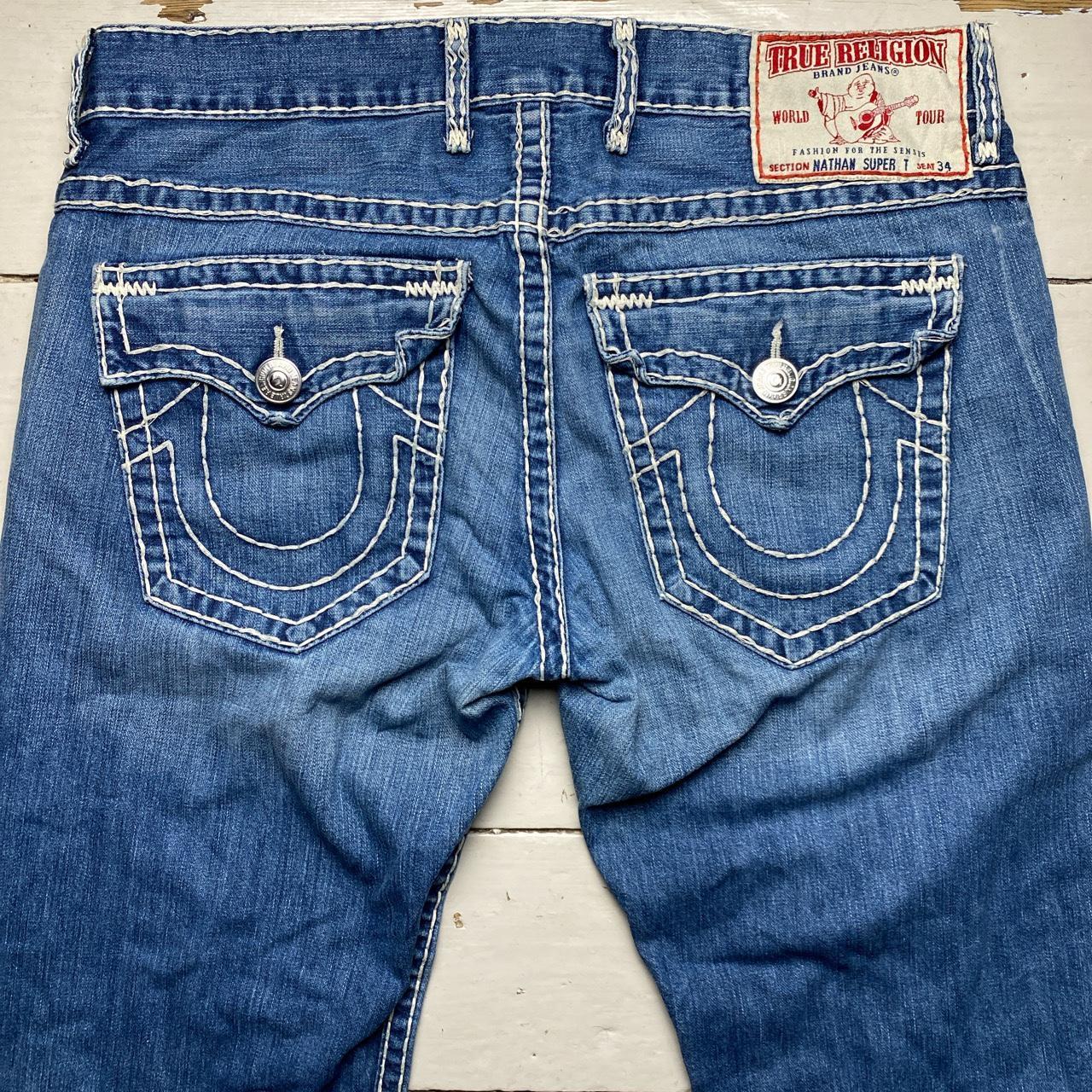 True Religion Big White Stitch Baggy Nathan Super T Blue Jeans – Wear ...