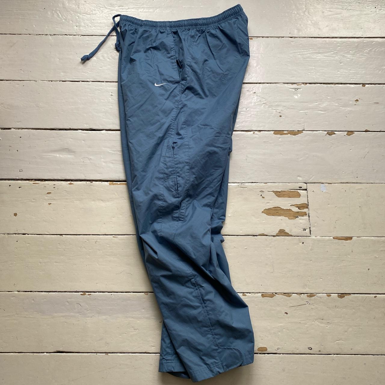 Nike Vintage Swoosh Blue and Grey Baggy Shell Track Pant Ski Trousers