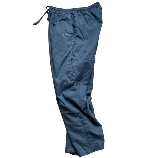Nike Vintage Swoosh Blue and Grey Baggy Shell Track Pant Ski Trousers (XL)