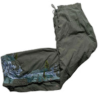 Maharishi Khaki Green Wave and Trees Embroidered Parachute Baggy Cargo Trousers (32W)