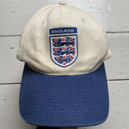 England Vintage Football Cap White and Navy