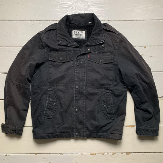 Levis Black Sherpa Denim Jacket